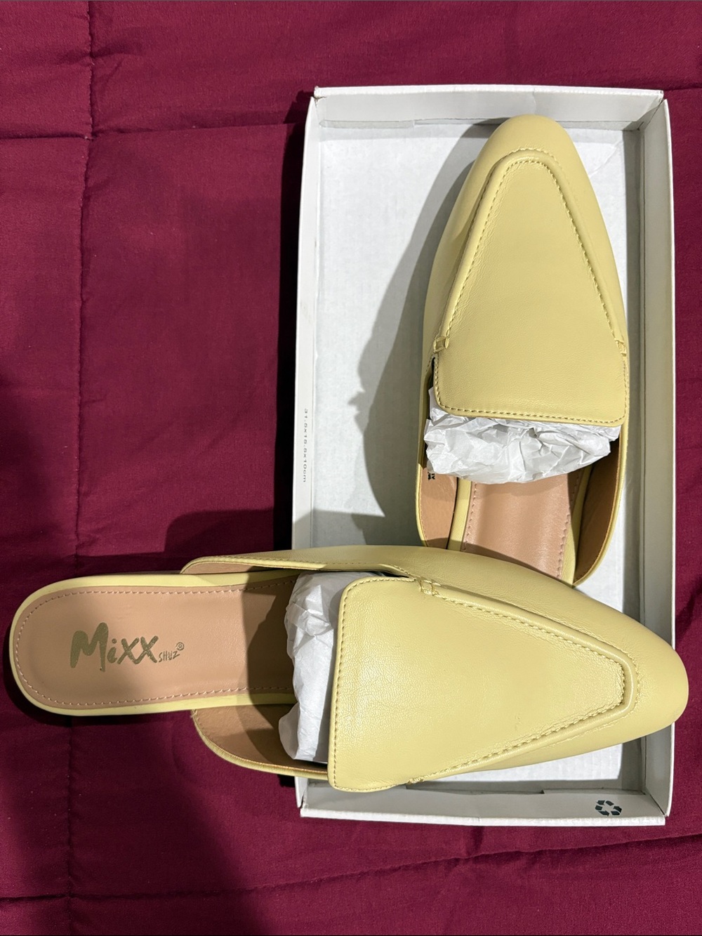 Mixx Shuz Pale Yellow Square-Toe Slip-On Mules